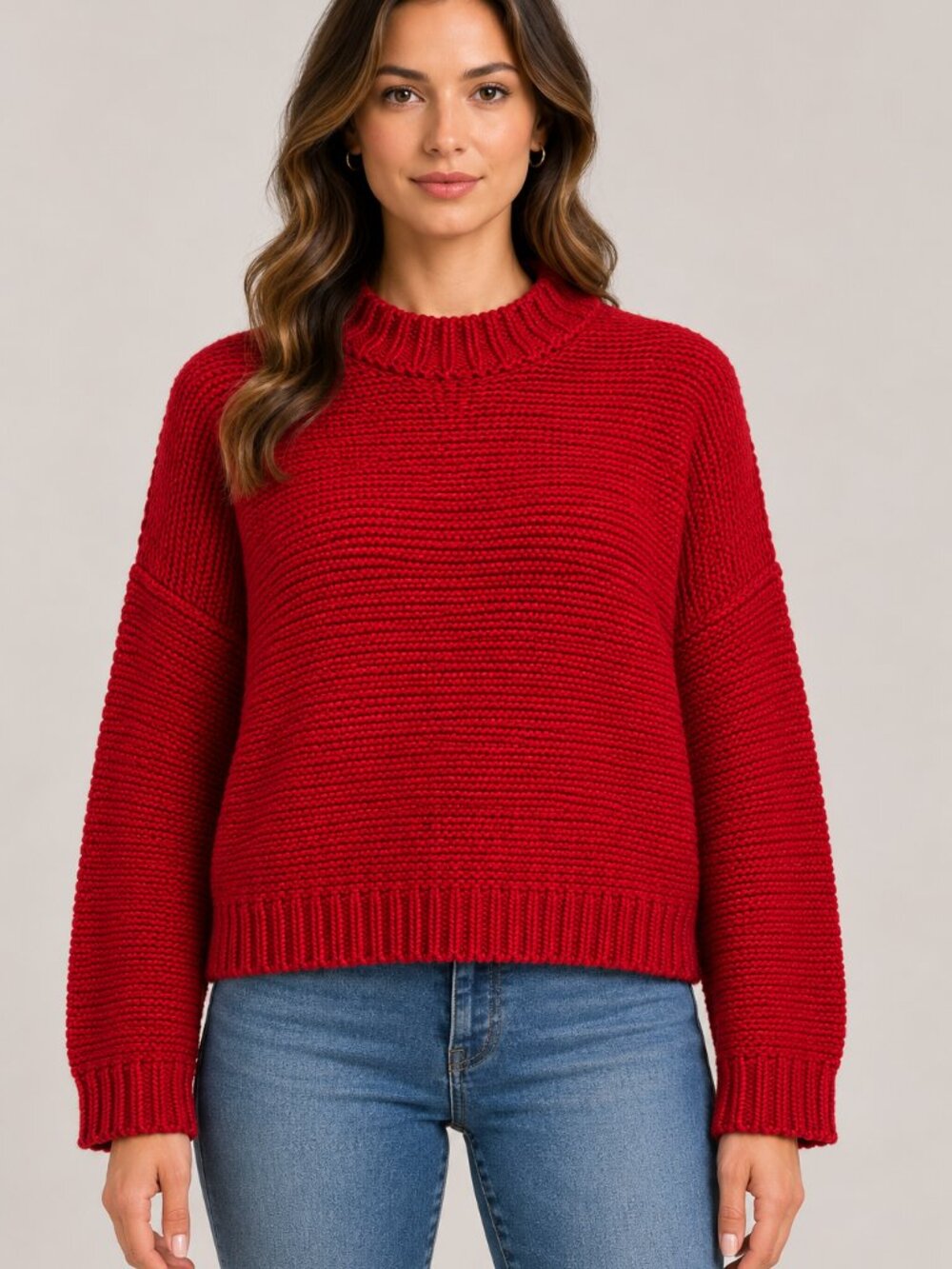 JACK by BB Dakota Red Chunky Knit Boxy Sweater Women’s S